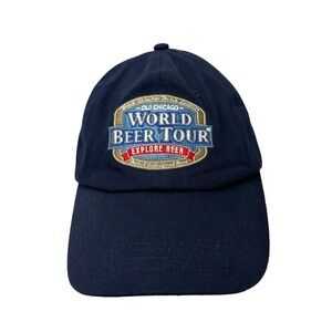 Old Chicago World Beer Tour Hat Cap Blue Strapback Adjustable Embroidered